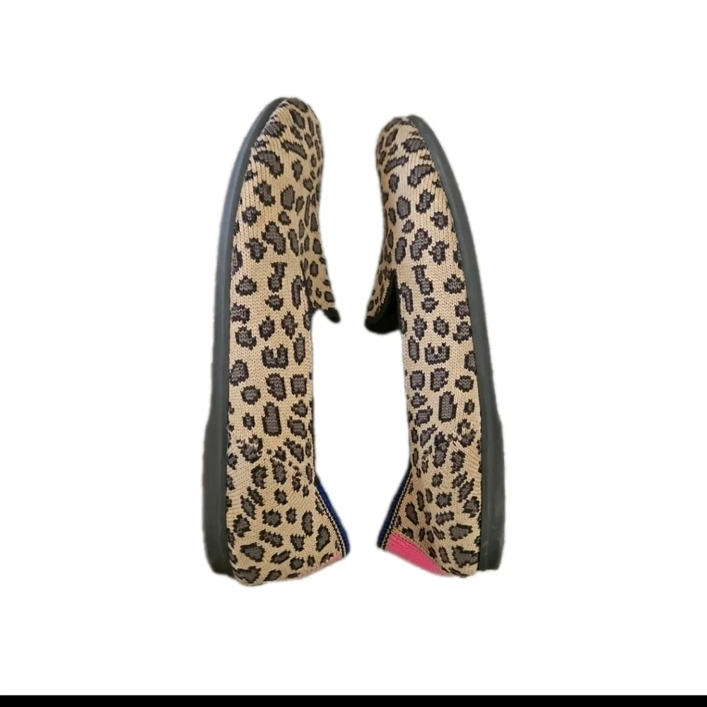 Rothy's Kids Leopard Slip-On Flats with Blue Trim